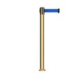 Montour Line Stanchion Belt Barrier Fixed Base Pol.Brass Post 7.5ftBlue Belt MX630F-PB-BL-75